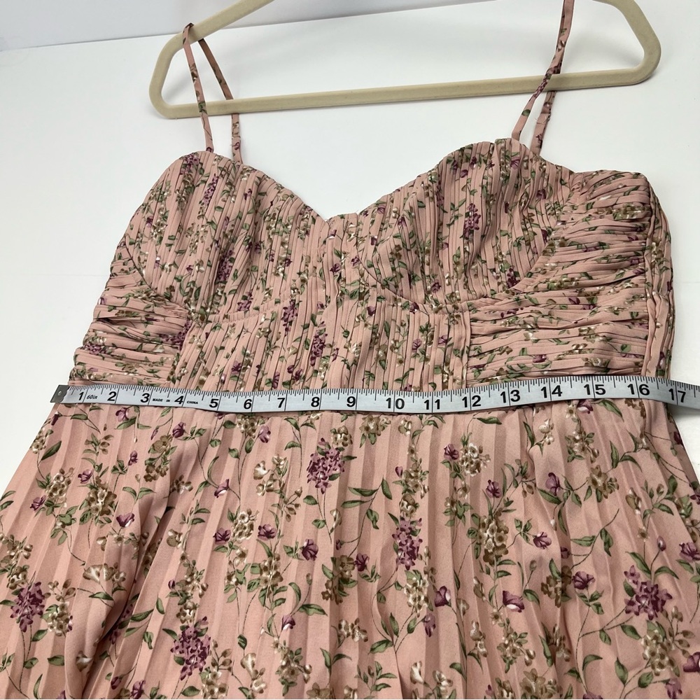 Lulus Pink Floral Bustier Corset‎ Pleated Tiered Chiffon Midi Dress XL *FLAWED - Picture 8 of 13